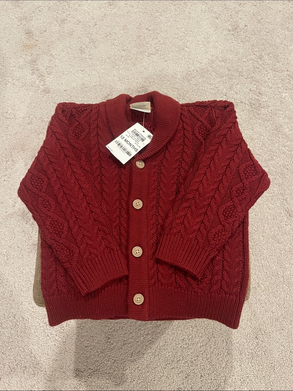 First Impressions Scarlet Crush Shawl Collar Cable Knit Cardigan